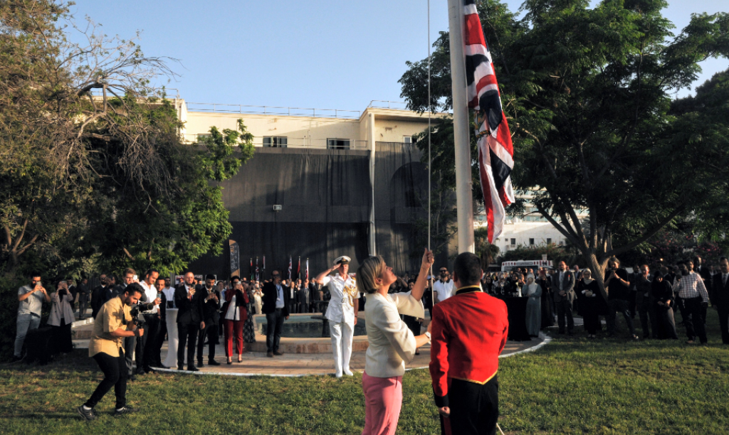 Caroline_Hurndall_raising_the_British_-Flag_on_the_embassy-reopen