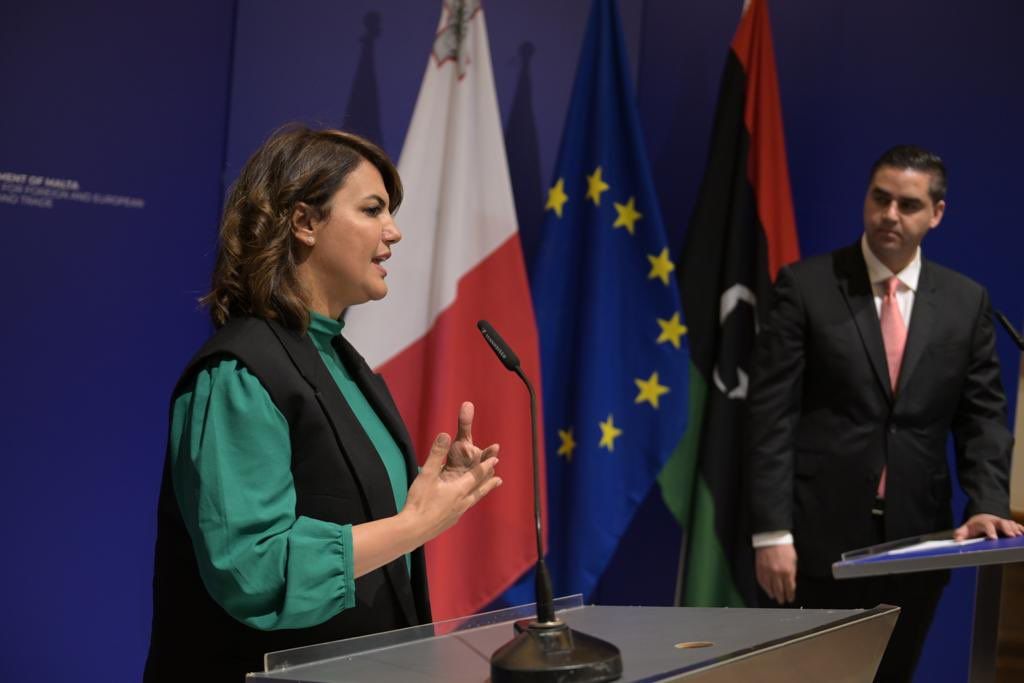 Minister Najla El-Mangoush and Maltese Foreign Minister Ian Borg